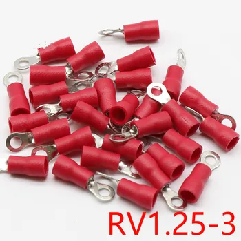 

RV1.25-3 Red Ring Insulated Wire Connector Electrical Crimp Terminal RV1.25-3 Cable Wire Connector 100PCS RV1-3 RV