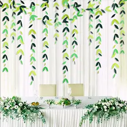 Dark Emerald Green Leaf Garland Paper Streamer (Green Black 13Ft)