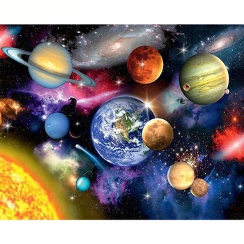

Painting By Numbers DIY Dropshipping 40x50 60x75cm Prosperous solar system Scenery Canvas Wedding Decoration Art picture Gift