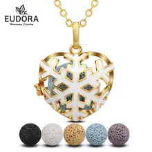 EUDORA, 20 мм, Золотая Снежинка, в форме сердца, пустотелая клетка, подвеска, подходит для лавы, камень, ароматерапия, эфирное масло, диффузное ожерелье K130G20