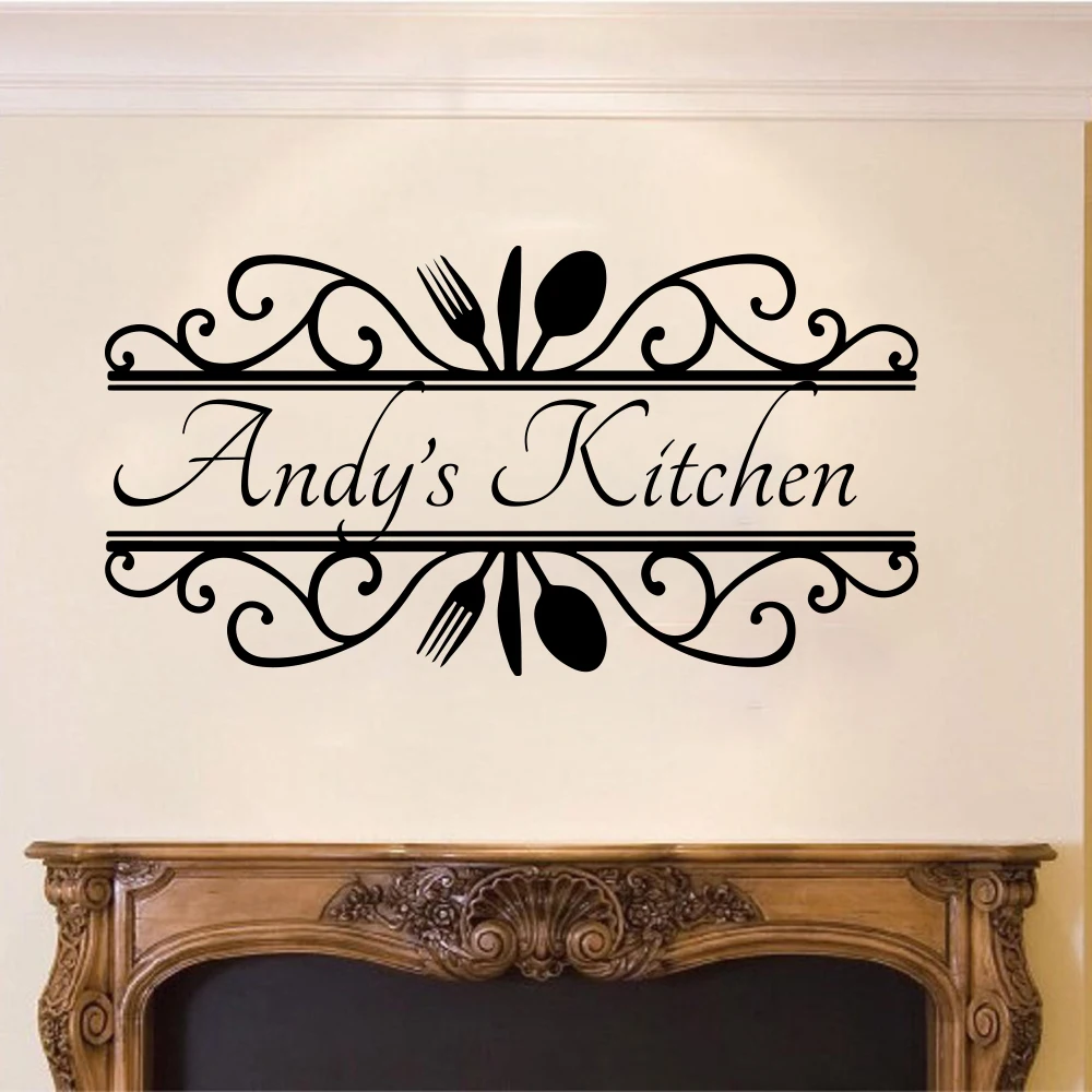 Personalized Last Name Decal Established Date Custom Kitchen Wall Sticker Decor 