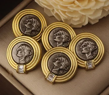 

High-Grade Rhinestone Buttons Suit Jacket Vintage Metal round Buttons Men Decoration Wild Button
