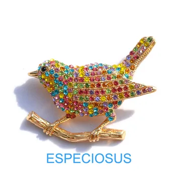 

Fashion Jewelry Gold Color Rhinestone Birds Brooch Lady Gifts Ornament Crystal Breast pin Mix Color Accessory Girl Coat Garments
