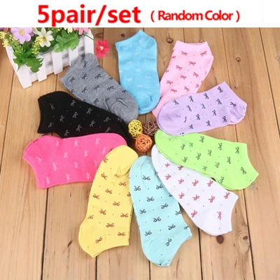 Style 9 5 пар, короткие носки, Осень-зима, модные женские короткие носки, в полоску, в горошек, забавные, повседневные, теплые, короткие, хлопковые носки для женщин и мужчин - Цвет: Style 9
