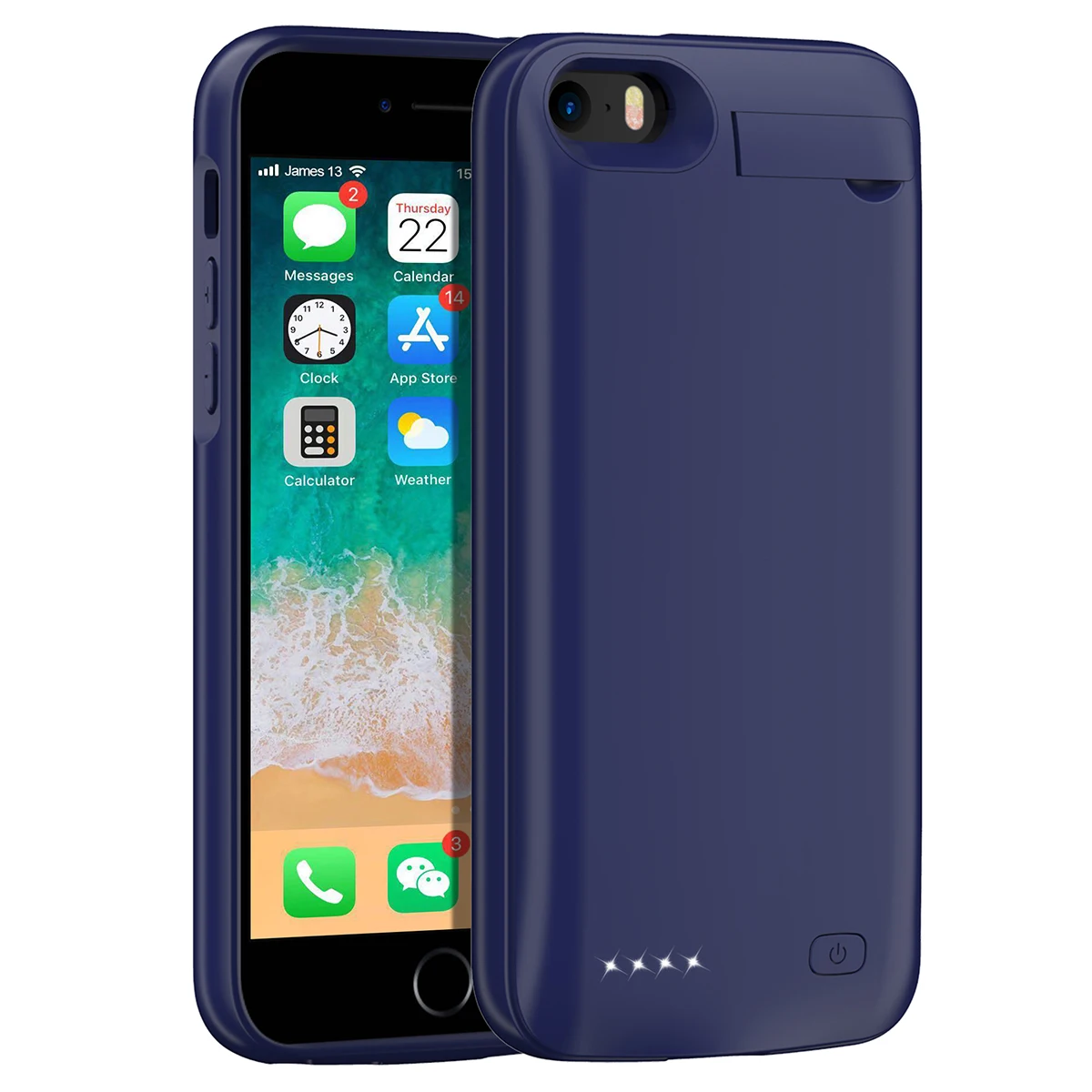 Синий Для iPhone SE 5SE 5 5S 4500mAh аккумуляторная Внешняя батарея резервного копирования защитный чехол зарядное устройство крышка с Скрытая скобка - Цвет: Синий