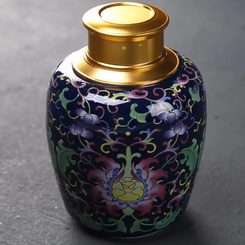 17 500ml Керамическая коробка для чая s, винтажная коробка для чая, китайский стиль, контейнер для еды, коробка для хранения конфет, керамическая коробка для хранения, органайзер для дома, столовой, чайная банка - Цвет: 17 500ml