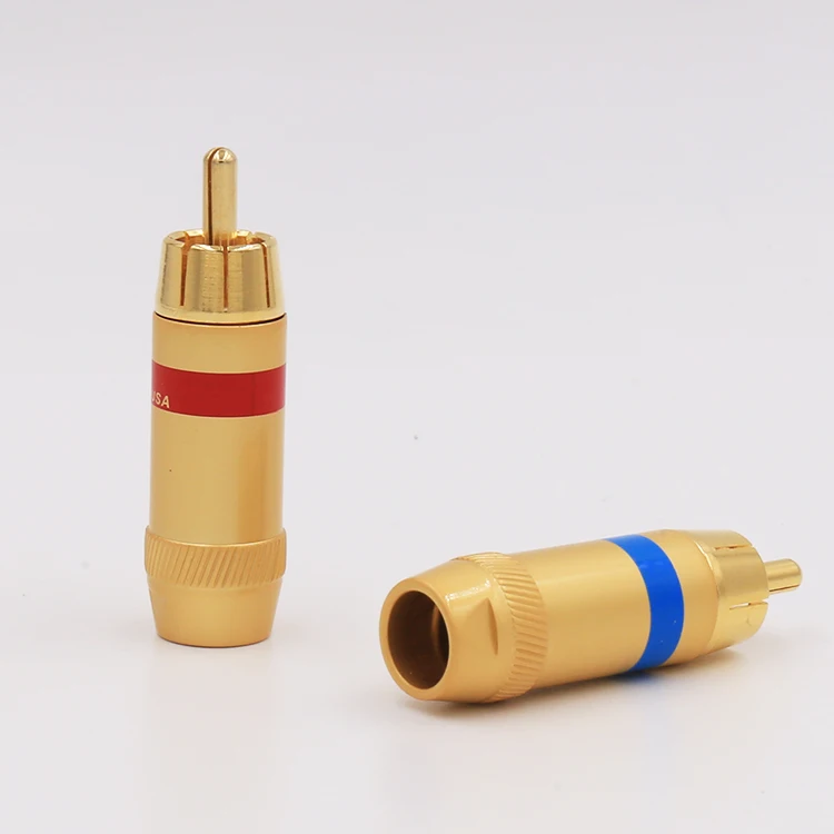 

VR009G Male RCA Plug Wire Solder Audio Video Gold Plated Connector 8MM diameter rca adapter for hifi cable diy