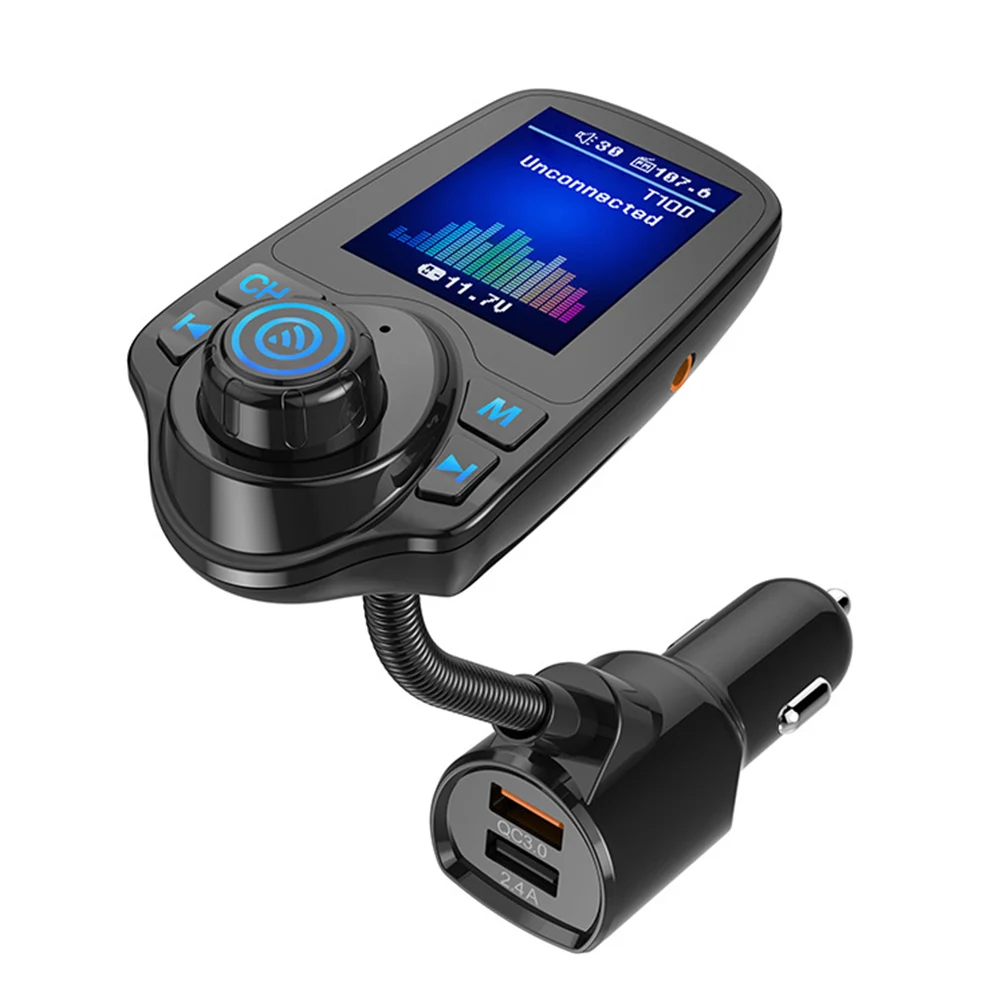 Автомобильный fm-передатчик BT5.0 многофункциональный MP3-плеер+ двойной usb порт для зарядки Quick Charge 3,0 1,8 ''TFT цветной дисплей 5 режимов эквалайзера
