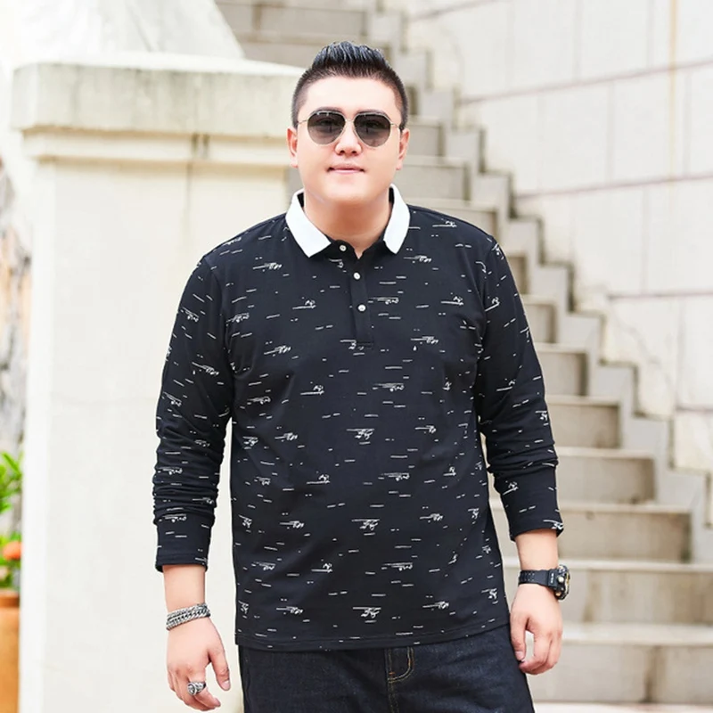 

Spring and autumn new trend fat polo-shirt men plus size XL long-sleeved POLO shirt cotton 7XL 6XL lapel