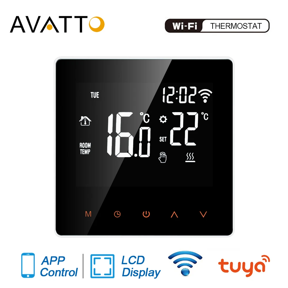 Умный термостат AVATTO Tuya с Wi-Fi, электрический нагреватель пола, водонагреватель/Газовый Бойлер с дистанционным управлением для Google Home, Alexa