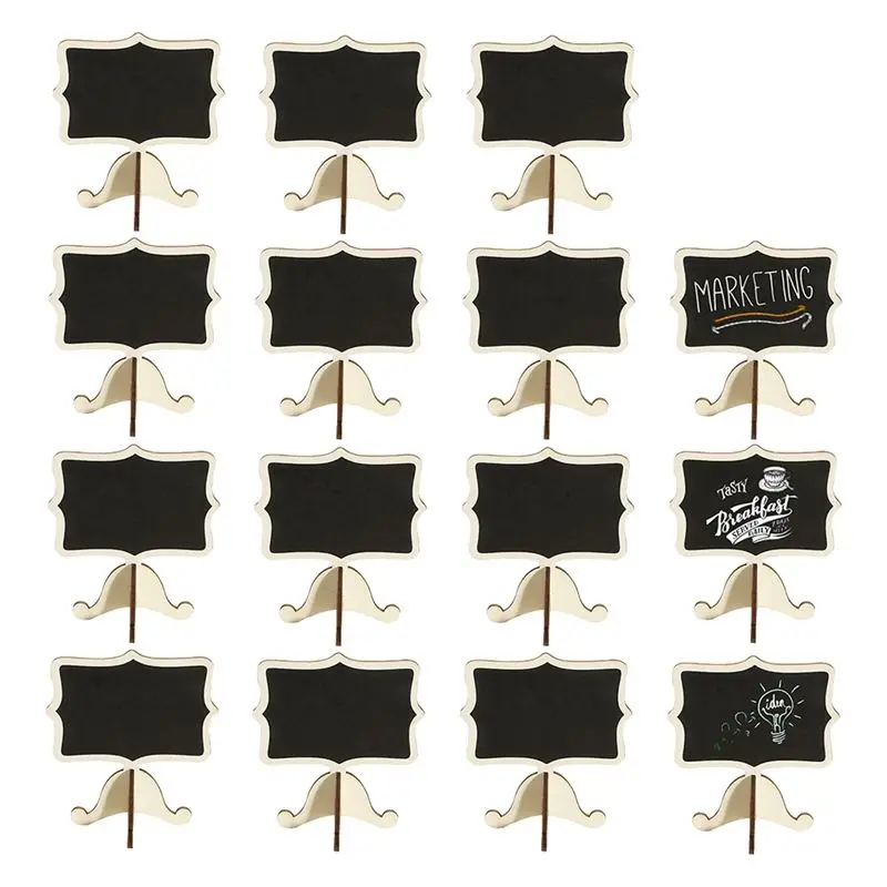 

15 Pack Mini Chalkboards Place Cards with Easel Stand - Wood Rectangle Small Chalkboard Signs for Wedding, Birthday Parties, Tab