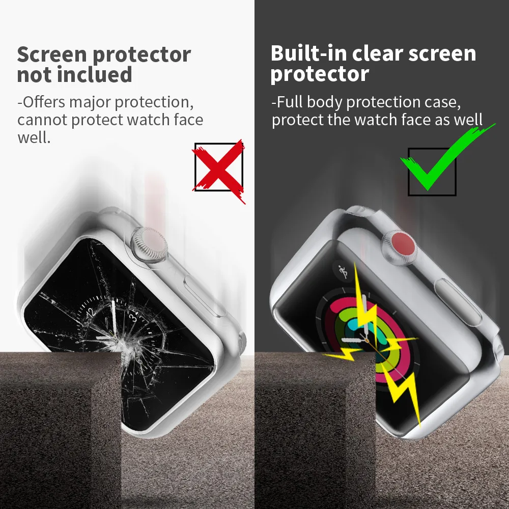 Защитная крышка для Apple Watch, чехол с гальваническим покрытием, пластиковый жесткий компьютер 38 мм/42 мм для Apple Watch Series 3 и Series 2