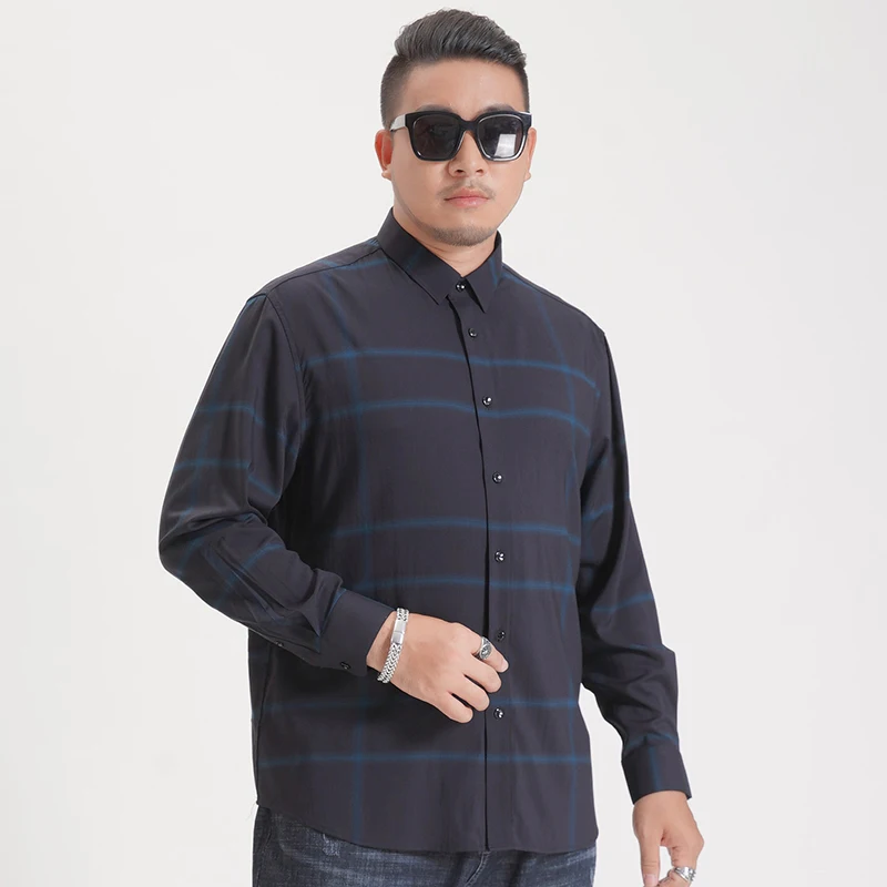 Большие размеры 8XL 7XL 6XL 5XL мужские деловые повседневные рубашки с длинными рукавами классические белые черные темно-синие мужские рубашки