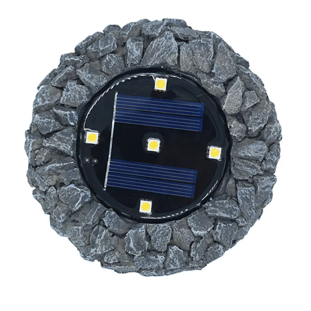 4pcs Simulation Stone Solar Lamp 5 LED Solar Buried Light Outdoor Waterproof Garden Courtyard Ground Light