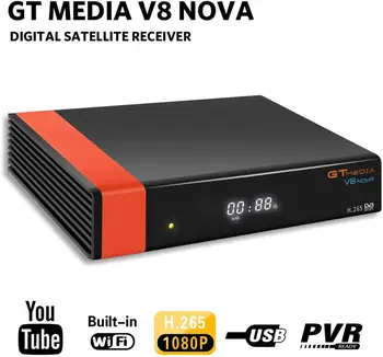 

GT Media V8 Nova DVB-S2 Satellite Decoder Digital TV Receiver cccam with Built-in Wi-Fi/SCART/1080P Full HD/FTA Support PVR CCAM