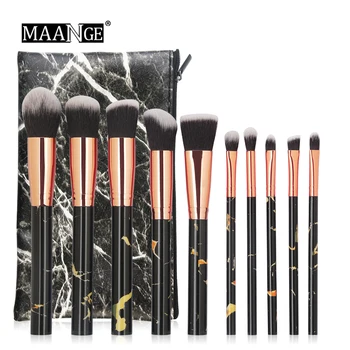 

MAANGE 10Pcs/Set Makeup Brushes Professional Marbling Handle Soft Powder Foundation Eyeshadow Lip Make Up Brush Set Beauty Tools