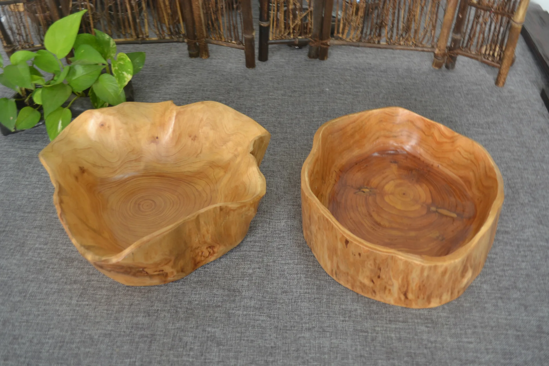 Household Fruit Plate Creative Living Room Solid Wood Multi-part Wood Candy Big Dried Fruit Tray Seperated Wooden Root Carving T