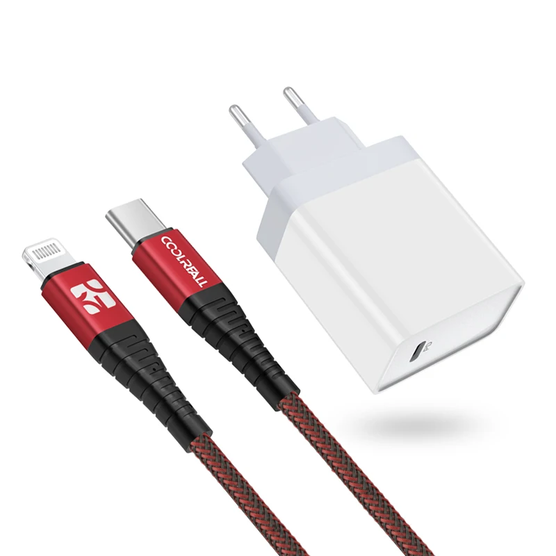 EU RED CABLE Coolreall 18 Вт Быстрая зарядка 3,0 зарядное устройство usb type C быстрое зарядное устройство для iPhone X Xs Xr 8 телефон PD зарядное устройство для huawei samsung Xiaomi - Тип штекера: EU RED CABLE