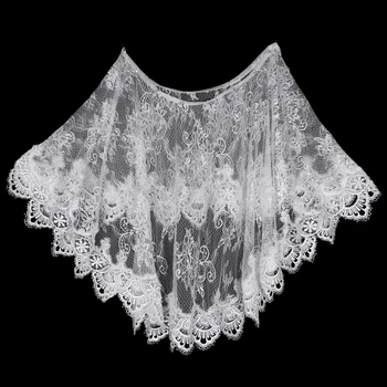

Elegant White Lace Flower Bridal Shawl Wedding Shawl Evening Party Stoles Shrug Wrap Cape Cloak