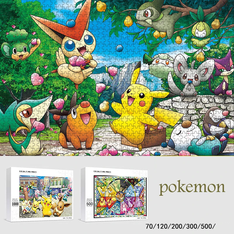 Original Pokemon Pikachu Puzzle Wooden Belt Photo Frame Adult Decompression Cartoon Children's Educational Toy Christmas Gift | Игрушки и