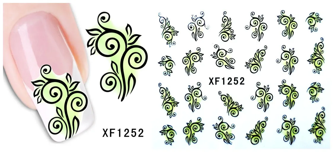5 листов/партия, дешевые наклейки для ногтей, нотки, дизайн для маникюра, Популярные 3D греческие буквы, Водные Наклейки, переводные наклейки для ногтей - Цвет: XF1252