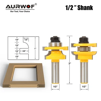 

LAVIE 2pcs 12mm 1/2" Shank Tenon Knife Router Bits Set Door Working Cutter Matched Tongue Groove T-handle Rail Stile Bit 03026