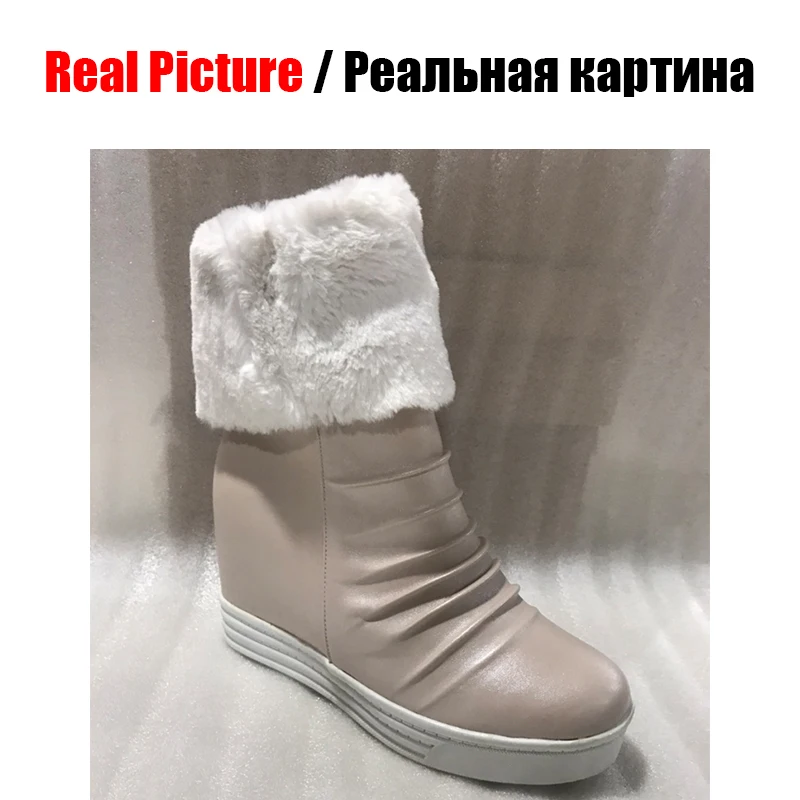 DORATASIA/Новые Элегантные женские ботильоны, женские ботинки с искусственным мехом, женские ботильоны, увеличивающие рост, женская обувь на танкетке, женская обувь, 33-43