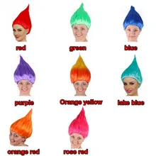 Хэллоуин парик для костюмированной вечеринки для женщин тролли костюм вечерние розовые синие оранжевые розовые красные парики Вечерние