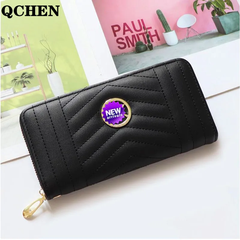 

Wallet Women Long Luxury Brand Leather Coin Purses Tri-fold soft skin buckle Clutch Female Money Bag hand Credit Card Holder 763