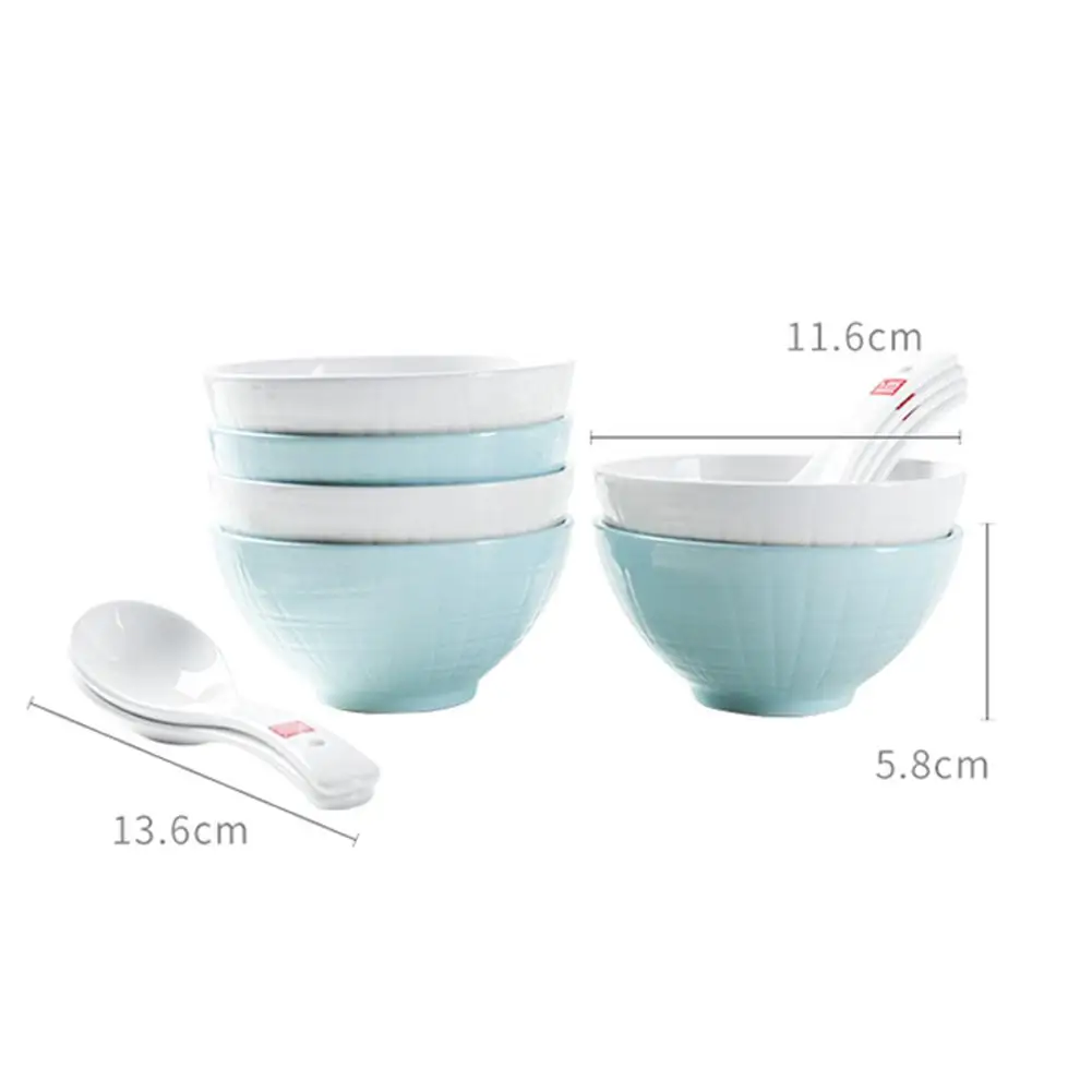 DishyKooker 12 шт./компл. белый чаша+ синяя чаша+ белый Ложки Посуда Набор