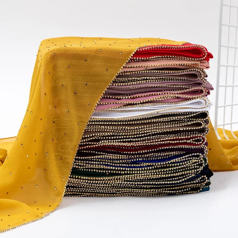 Luksusowe złota szyfonowa szalik na głowę stałe miękkie długie szale muzułmańskie dla kobiet hidżab musulman femme szal i Wrap foulard islamique 4 Luksusowe złota szyfonowa szalik na głowę stałe miękkie długie szale muzułmańskie dla kobiet hidżab musulman femme szal i Wrap foulard islamique 4