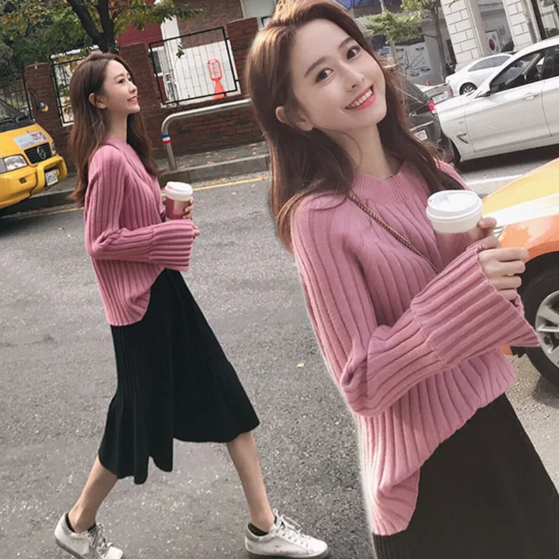 

2019 Autumn And Winter New Style Women's CHIC Online Celebrity Social Graceful Sweater + Knitted Skirts Two-Piece Set-Style Fash