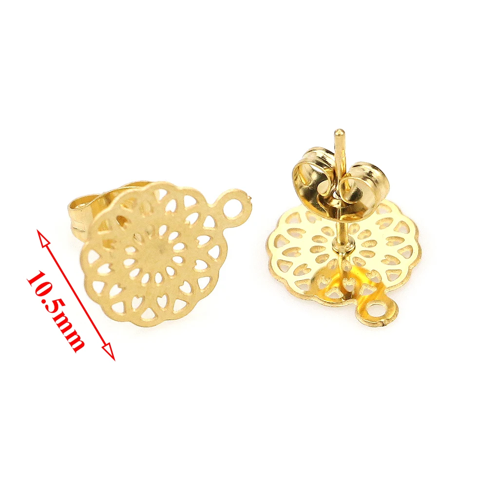 Style 7-gold Ретро Открытый Цветочный узор из нержавеющей стали богемные результаты серьги-гвоздики основные иглы пост Компоненты серьги DIY ювелирных изделий - Цвет: Style 7-gold
