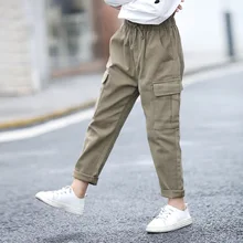 Штаны для девочек весна-осень г., стиль, большой комбинезон для девочек повседневные штаны в западном стиле для девочек Корейский стиль, гусеничный