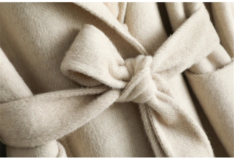 Aorice ZY18558 Женское пальто из натуральной шерсти с узором в елочку из ткани женский кроличий мех подкладка Лисий меховой воротник для отдыха осень/зима шерсть длинная верхняя одежда