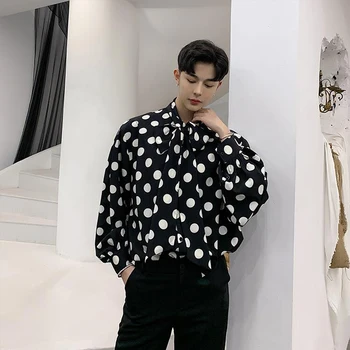 

Spring new paper people personality tie decoration men loose wave long-sleeved shirt men and women youth shirt