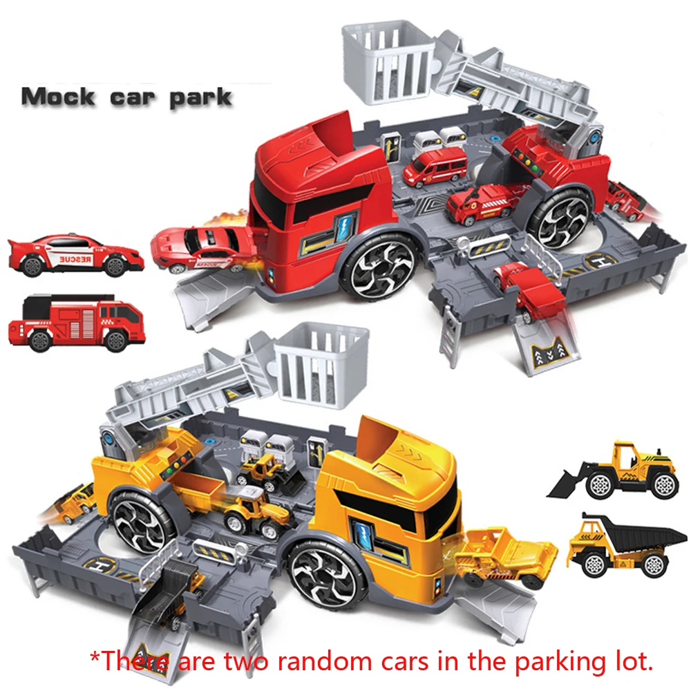 Goedkoop Pokich Kinderen Simulatie Fire Techniek Voertuig Parkeerplaats Educatief Pull back Auto Set voor Kinderen Auto Model Speelgoed
