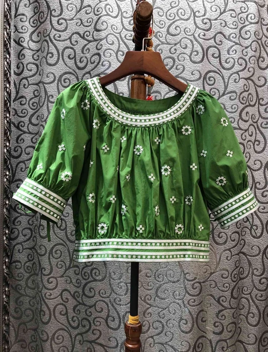 green Весна лето модные черные желтые зеленые Топы женские винтажные топы с круглым вырезом и вышивкой с коротким рукавом желтые зеленые черные топы женские - Цвет: green