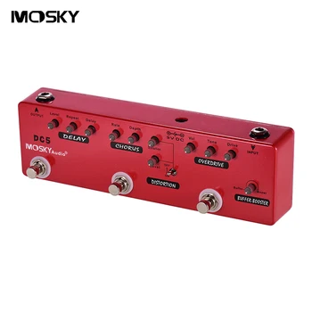 

MOSKY DC5 6In1 Guitar Multi Effects Pedal Delay Chorus Distortion Overdrive Booster Buffer Full Metal Shell with True Bypass