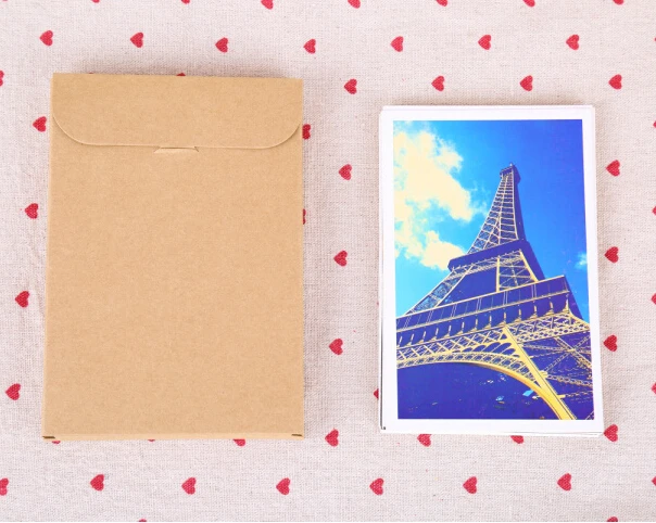 

50pcs Blank Vertical Postcard Box Kraft Paper Card Packaging Bag Photo Gift Box Postcard Storage Invitation card Box