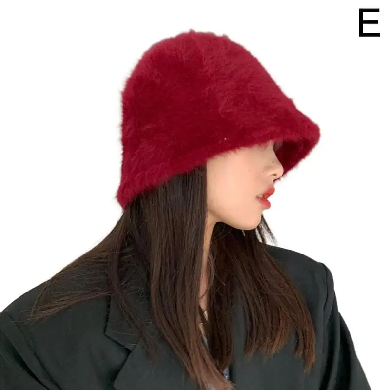 Plush Fisherman Hat Women Bucket Winter Wild Korean Winter Hat Hat Basin And Autumn Winter Z8b1 brown bucket hat