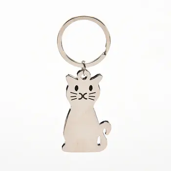 

1Pc Cat Shaped Keyring Metal Key Chain Creative Car Ornament Accessories
