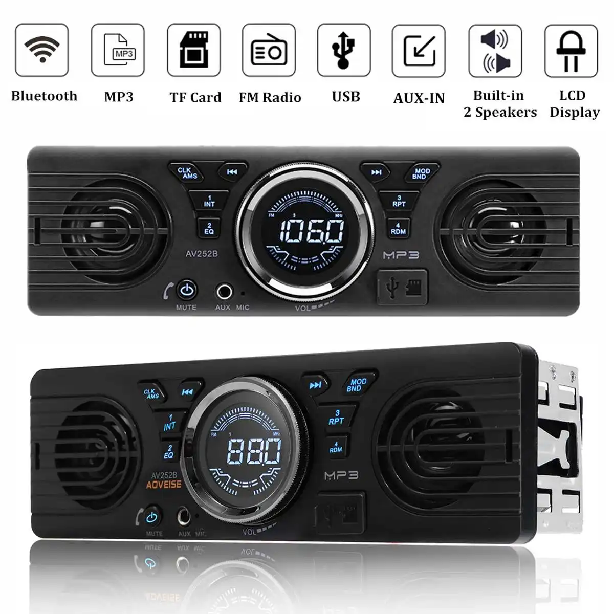 Автомобильный bluetooth MP3-плеер автомобильный ЖК-дисплей 12 в радио MP3-плеер Стерео Аудио USB TF AUX FM высокая точность водонепроницаемый двойной динамик