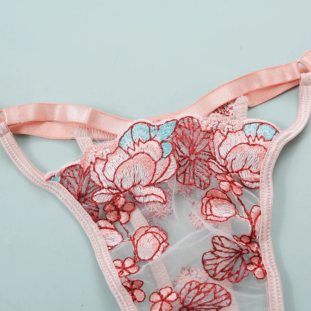 Seamless Women Underwear Sexy Lace Flower Embroidery Bra And Panty Sets ...