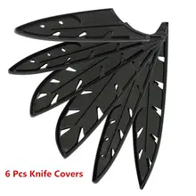 XYj, 6 шт., черный пластиковый кухонный нож, нож из нержавеющей стали, защитная крышка для 3,5, 5, 7, 8, 8 дюймов, крышка для ножа