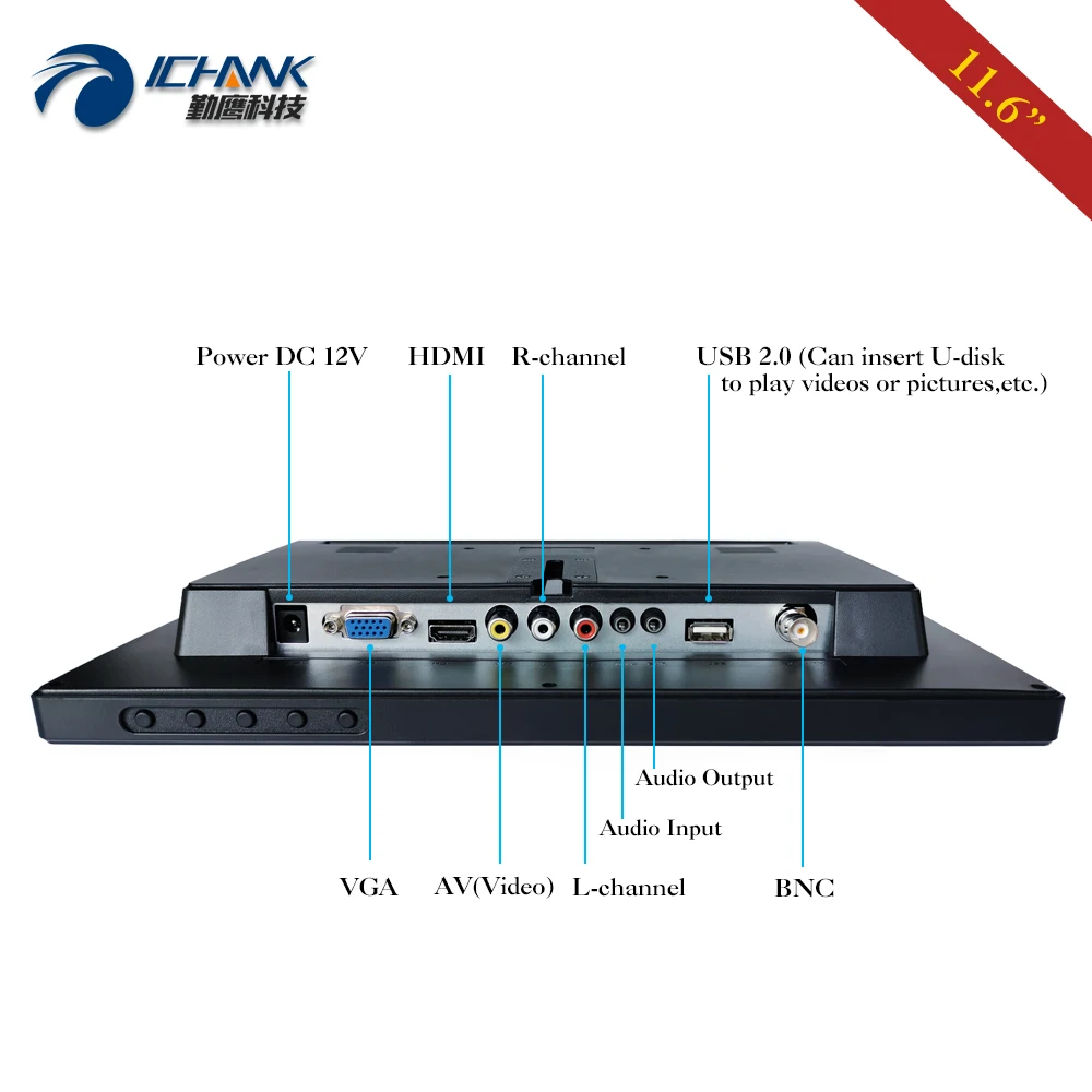 11.6 HDMI  BNC LCD ̵ ũ Ŀ, USB Ʈ ÷ , U ũ  ÷̾ ZB116JN-591, 12 ġ , 1366x768 16:9