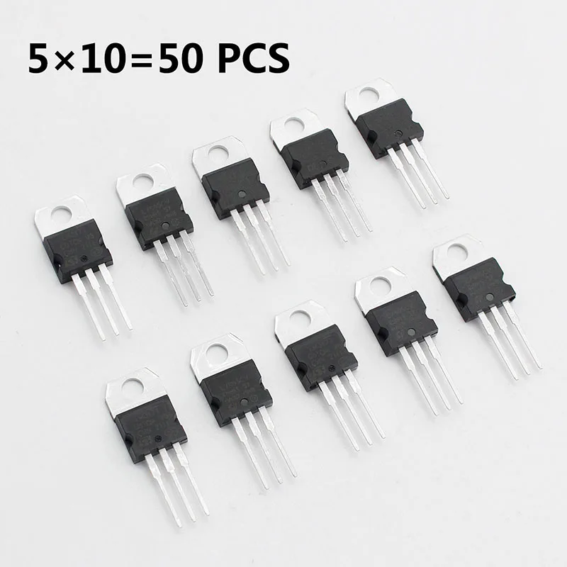Linear Regulator Transistors 50pcs Electronic Kit L7812 LM317T L7805 L7806 L7808 L7809 L7810 L7815 L7818 L7824 10 Value*5pcs bjt transistor,transistors kit,mosfet transistor,voltage regulator ic