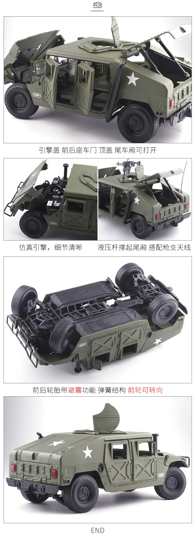 Cadeve военная модель из сплава 1: 18 US Военная Hummer Модель автомобиля zhan di ji pu автомобиль внедорожник металлический автомобиль моделирование