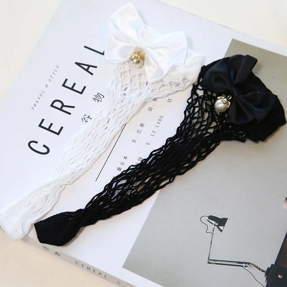 3pair Bow Fishnet Women Socks Female Cute Breathable Ankle Socks Ladies Retro Beaded Soft Solid Fashion Socks High Heel