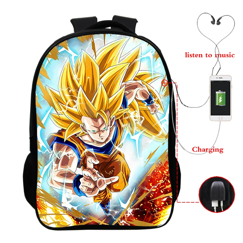 A3 Рюкзак Mochila Dragon Ball USB Super Goku для наушников, рюкзак, школьные сумки для девочек-подростков, рюкзак для путешествий - Цвет: A3